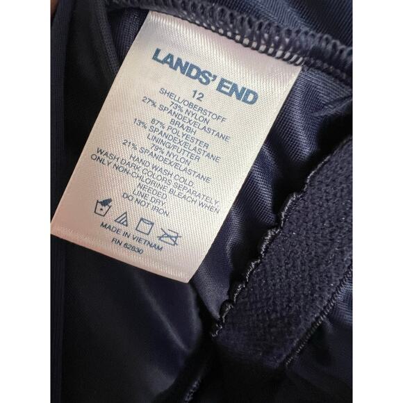 NEW NWT Land's End Navy 12 Swimsuit Tummy Control Scoop Neck Sporty One Piece - Picture 6 of 7